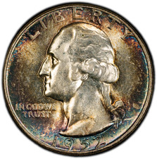 1952-P PCGS MS63 Washington Quarter | Spectacular Rainbow Toning | PQ Eye Appeal picture