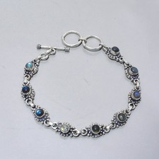 Natural Labradorite Gemstone 925 Sterling Silver Handmade Bracelet Jewelry Gift picture