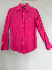 Ralph Lauren Pink Solid Linen Woven Long Sleeve Button-Up Shirt Woman’s S picture