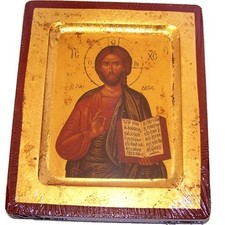 Jesus Christ Pantocrator Icon with Sheets of Gold (Lithography) (5 x 4 Inches) picture