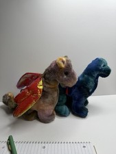Ty Beanie Buddies Scorch & Bronty Plush Dinosaur Lot 1998 Vintage picture