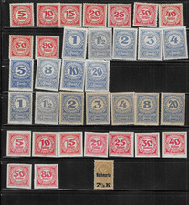 AUSTRIA  lot of 34 stamps  SC# J75-J92 set & J93-J101 imperf.  set Mint H  A3 picture