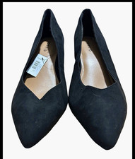 Torrid Women’s Black Faux Suede Pointed Toe Block Heel Pumps Slip-On 11WW picture
