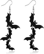 Halloween Bat Earrings for Women, Acrylic Dangle Earrings, Spooky Party Costume  picture