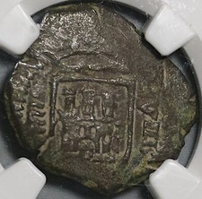 1605 NGC VF 25 Spain 8 Maravedis Philip III Valladolid Lion Coin (21012405C) picture