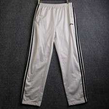 Vintage Adidas Pants Mens Medium White Snap off Sweatpants 3 Stripe 2000s Y2K picture