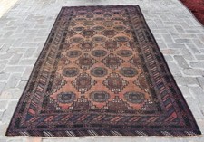 1920s Old Antique Hand Knotted Rug 5x10 Red Afghan Oriental Low Pile Area Carpet picture