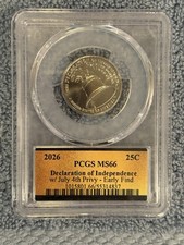 2026 July 4th Privy Declaration of Independence Quarter  Graded MS66 PCGS picture