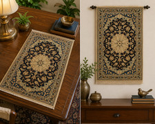 NATURAL WOOL,SILK Old HandWoven Oriental Rug,IN size OF 1'8