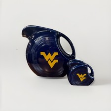 Rare 2005 Fiesta Cobalt WVU Logo Disc pitchers Set of 2 Large and Mini picture