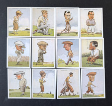 vtg - CHURCHMAN'S GOLF CARDS - 12 Prominent Golfers set - Reproduction 1989 picture