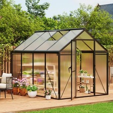 6'x6'/ 6'x8'/ 6'x10' Walk-in Polycarbonate Greenhouse Kit Aluminum Frame picture