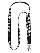 PinMart's Black and White Paw Print School Mascot Lanyard w/ Safety Release picture