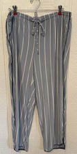 Soma Cool Nights Piped Crop Pajama Pants Womens XL Blue White Stripe NWT picture