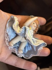 Adorable Lot of 4 Tiny 3” Porcelain Dolls Victorian Lace Miniatures picture