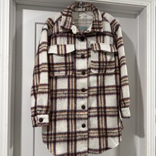 NWT Maurices Faux Wool Plaid Shacket, Size Medium, Outdoors Cabincore Rustic picture