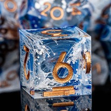 ARUOHHA Blue DND Resin Dice Set 7PCS Translucent Handmade RPG Polyhedral Shar... picture