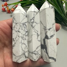 100g Natural Howlite Obelisk Quartz Crystal Wand Tower Point Reiki Healing 1pc picture