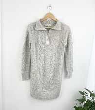 Loft M Gray Chunky Knit Soft 1/4 Zip Tunic Sweater Women’s Medium New  picture
