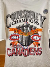 VINTAGE 93 MONTREAL CANADIENS STANLEY CUP CHAMPIONS shirt reprint VK13219 picture