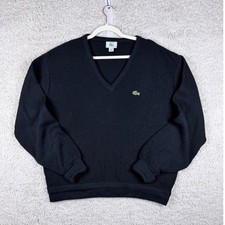 Mens Large Izod Lacoste V-Neck Sweater Navy Vintage Made in USA Acrylic Knit picture