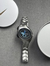 Nike Triax Chronograph Watch Matte Silver with Black Blue Dial picture