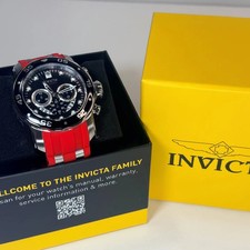 34009 Invicta Mens Pro Diver SCUBA 48mm Stainless Steel Black Dial Red Poly picture