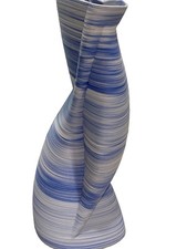 Howard Elliott Radiant Blue Tall Ceramic Vase  Heart Top Twisted Clay picture