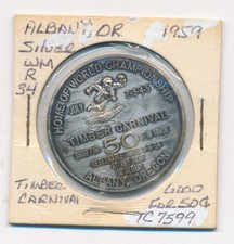 1959 OREGON 100TH ANNIVERSARY ALBANY OREGON TOKEN ANTIQUE SILVER PLATED picture