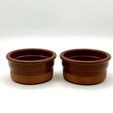 Cermer Caramel Brown Terracotta Ramekins Creme Brûlée Baking 6.59 oz Set Of 2 picture