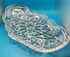 Very large American Brilliant Cut Glass 13 1/2 inches long 8” wide Serving Tray picture