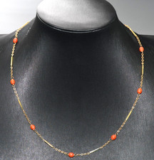 Unoaerre Necklace 18K Yellow Gold Heavy Chain With Vintage '70 Corals, Italy picture