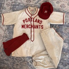 Vintage 30s-40s? Portland Merchants Dodge Davis Flannel Baseball Jersey Wool Hat picture