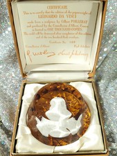 VINTAGE LEONARDO DA VINCI  CRISTAL D'ALBRET PAPERWEIGHT IN Box 745/1000 picture