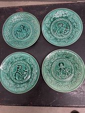 Rigal Sanejouand French Majolica Plates Vintage Late 19th Century  picture