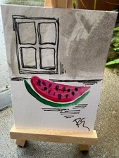 ACEO/ATC Original Acrylic Mini Watermelon Painting 