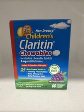 Claritin Children's Allergy Chewable Tablets 5mg / 60 Count Grape Flavor Exp7/27 picture
