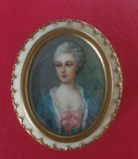 early 19th c  signed hand painted gilt bronze miniature Madame de Pompadour  picture