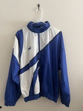 Vintage 90s Puma Colorblock Windbreaker Jacket Blue White Navy Zip Up Retro picture