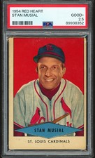 1954 Red Heart Stan Musial PSA 2.5 GD+ Nice Color New Label picture