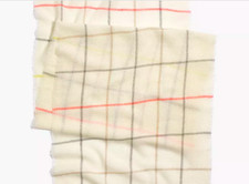 MADEWELL GAUZY PLAID SCARF ONE SIZE CREAM WOOL BLEND NWT $55 picture