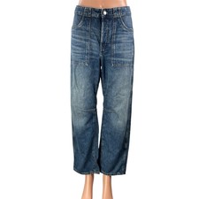 NEW Madewell The Darted Women's Blue High Rise Barrel Leg Denim Jeans Pants 25 picture