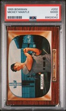 1955 Bowman #202 Mickey Mantle Yankees HOF PSA 2 GOOD picture