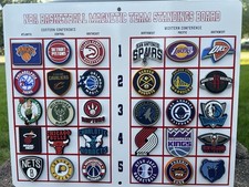 VINTAGE NBA UPDATED DIVISIONS MAGNETIC STANDING BOARD FULL SET 32 RUBBER MAGNETS picture