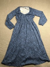 Boden Dress Womens 8 Blue Floral Scoop Neck Long Sleeve Fit Flare Maxi NWT picture