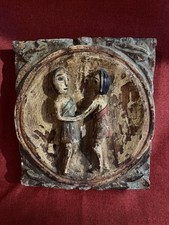 Antique Spanish Colonial Style Wooden Plaque Panel Primitive Art Wall Decor picture