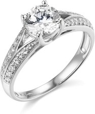 1.80 Ct Round Cut Engagement Wedding Ring Simulated Diamond Solid 14K White Gold picture