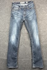 BKE Jake Straight Jeans Mens 30x32 Dark Blue Wash Straight Stretch Faded Western picture