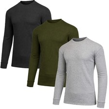 3-Pack Men’s  Long Sleeve Waffle Thermal Crew Neck Shirts Cotton Blend (S-2XL) picture
