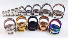 PAIR Screw Fit Tunnels Plated Surgical Steel Plugs Gauges Earlets picture
